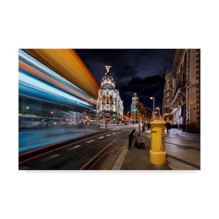 Jesus M Garcia 'Lit Madrid City Lights' Canvas Art,30x47